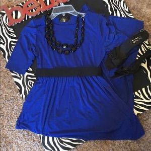 Royal Blue Maxi Dress Elbow Sleeve NWOT